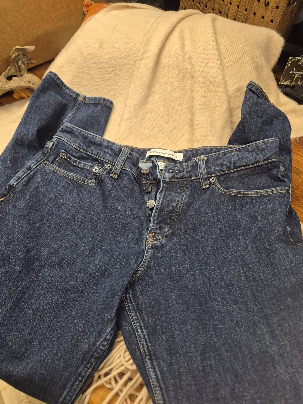 Calvin Klein Women’s Dark Blue Straight-Leg Jeans
